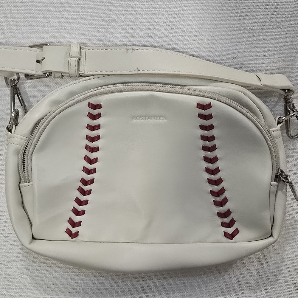 BOSTANTEN Harper Jones Baseball Stitch Crossbody Bag White Red Game Day Purse
